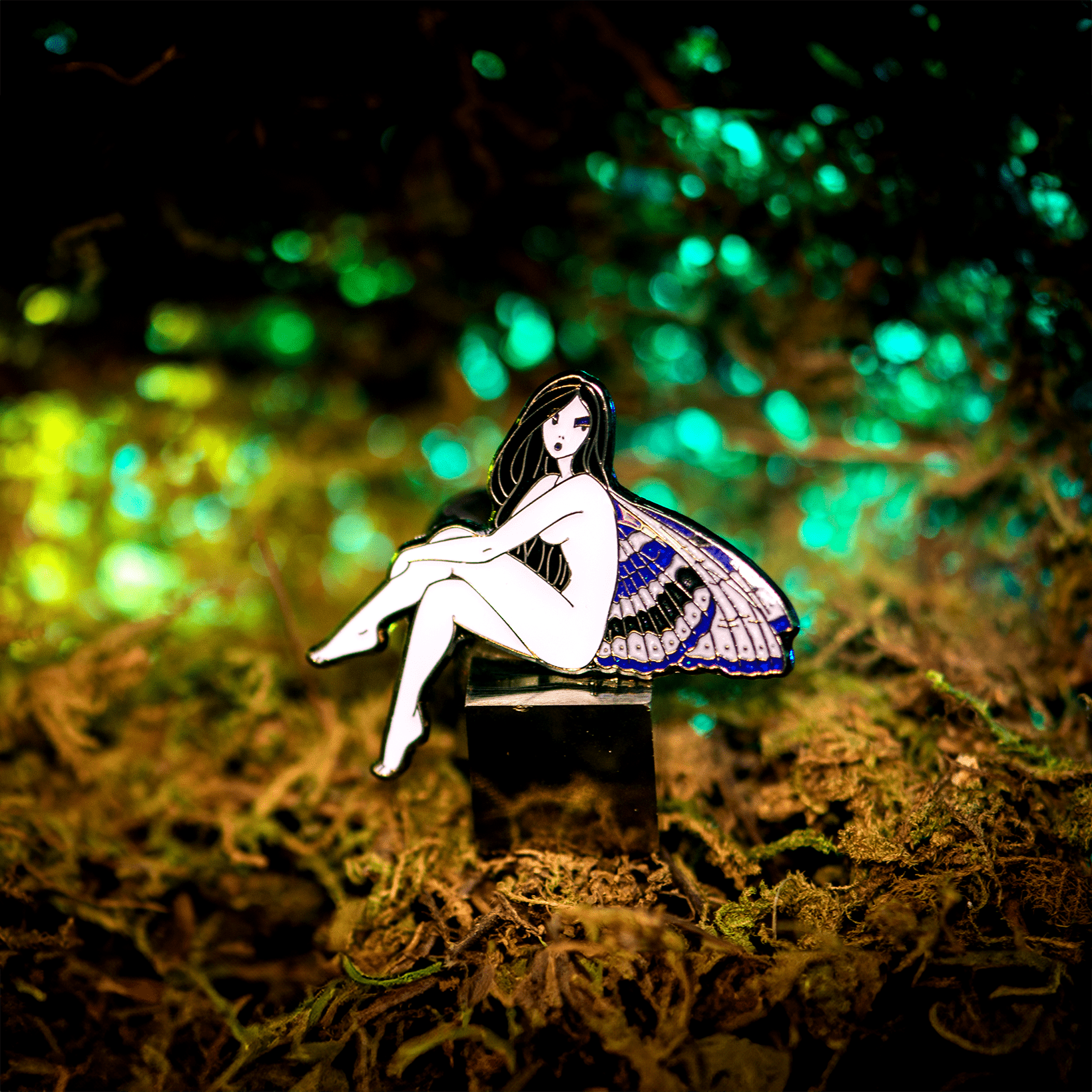 Persephone | Black Witch Moth Fairy Pin by The Roving House