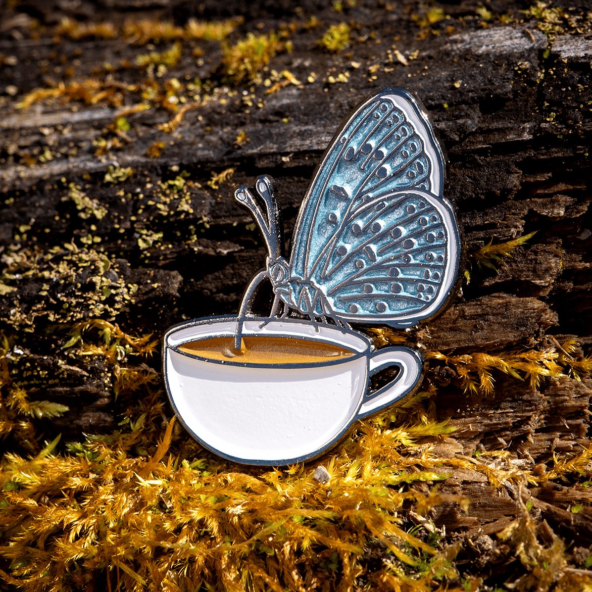 Sips the Butterfly | Coffee Club Enamel Pin by The Roving House