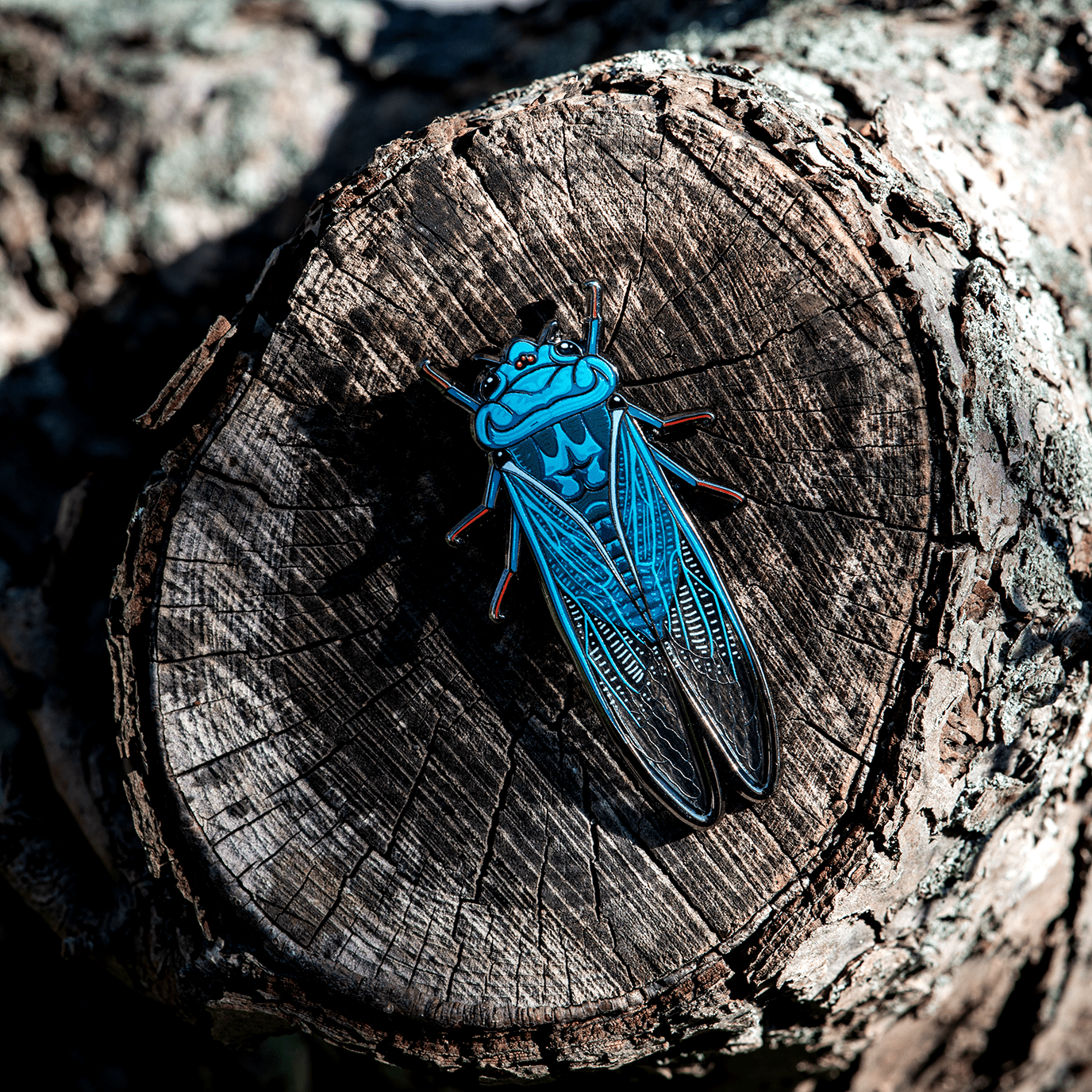 Blue Moon Cicada Enamel Pin by The Roving House