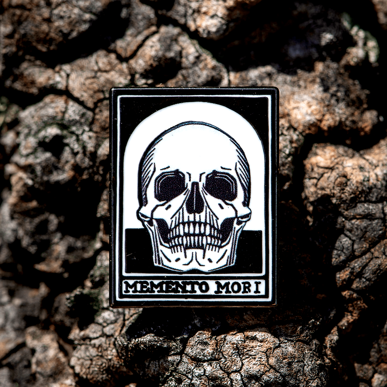 Memento Mori Skull Enamel Pin by The Roving House