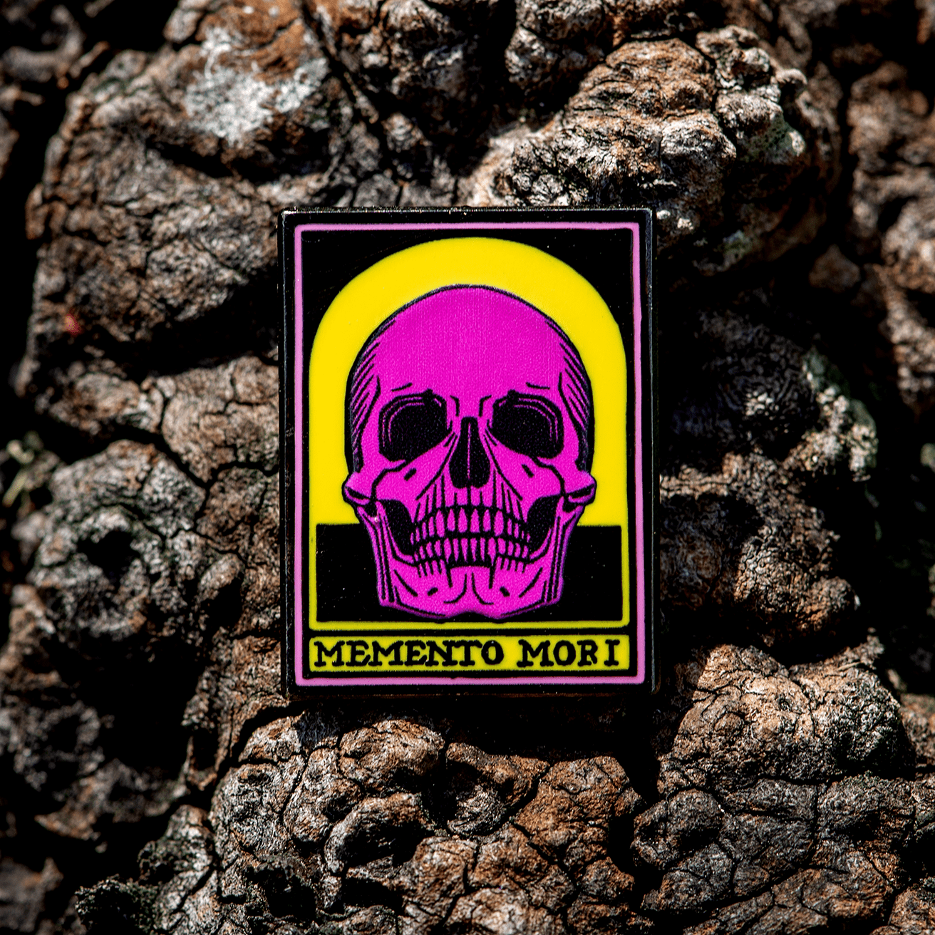 Memento Mori Skull Enamel Pin | Neon Nights by The Roving House