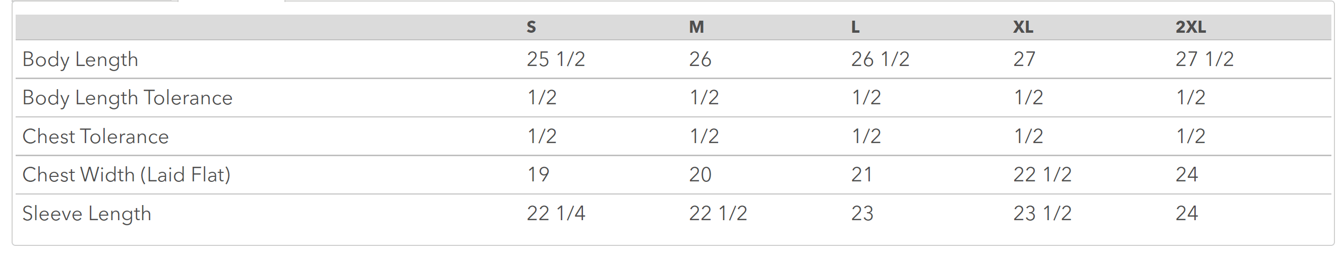 Size chart for Krampus women's raglan shirt