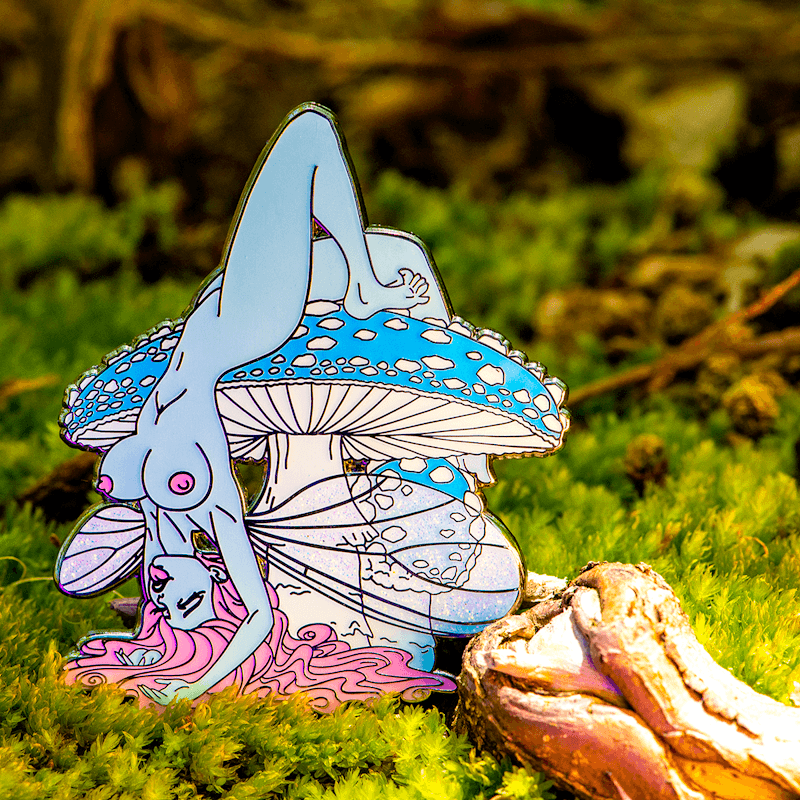 Nude Fairy & Mushroom Pin - "Caerulea" by The Roving House